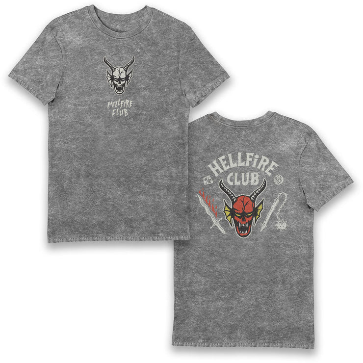 Stranger Things Hellfire Club Eco Stonewash Adults T-Shirt